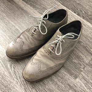 Cole Haan Gray Leather Wing Tip Oxford Dress Shoes